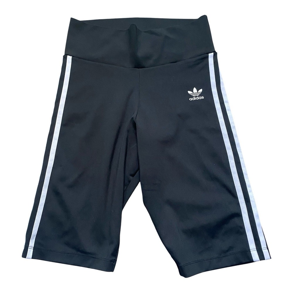 Adidas Primeblu Biker Shorts Tights Women Size S Black Logo High Rise Inseam 10" - Picture 2 of 7